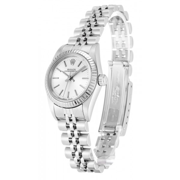 Silver Dials Rolex Lady Oyster Perpetual 76094 Replica Watches With 26 MM White Gold Cases For Women