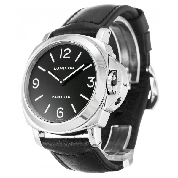 Black Dials Panerai Luminor Base PAM00002 Replica Watches 44 MM Steel Cases For Men