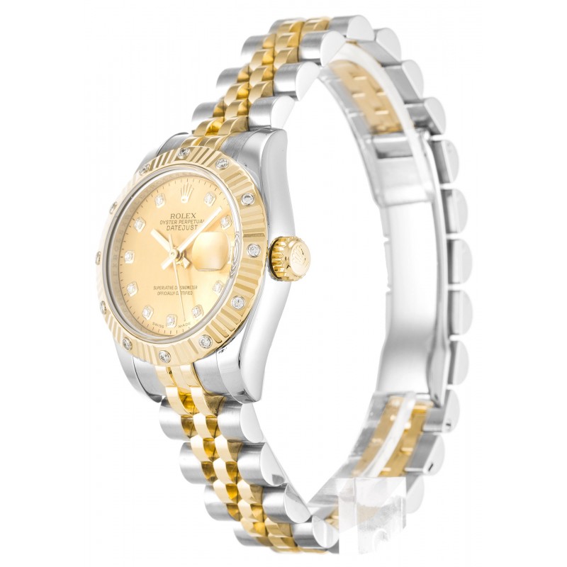 Champagne Dials Rolex Datejust Lady 179313 Replica Watches With 26 MM Steel & Gold Cases For Women