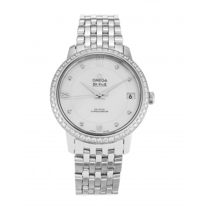 White Mother-Of-Pearl Dials Omega De Ville Prestige 424.15.33.20.55.001 Replica Watches With 32 MM Steel Cases
