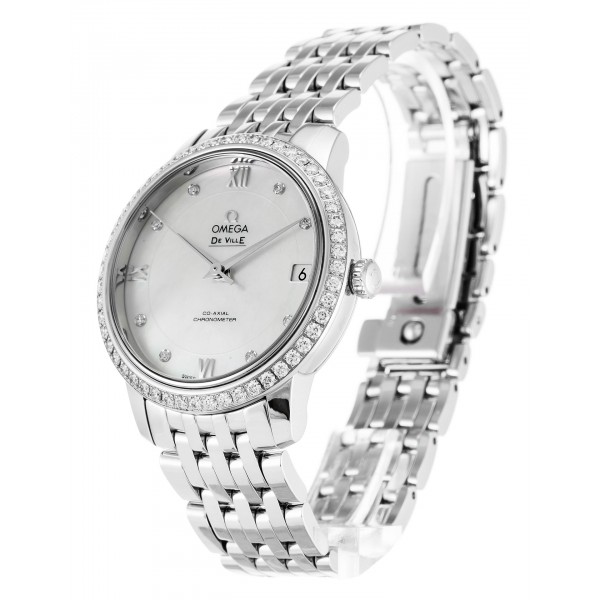 White Mother-Of-Pearl Dials Omega De Ville Prestige 424.15.33.20.55.001 Replica Watches With 32 MM Steel Cases