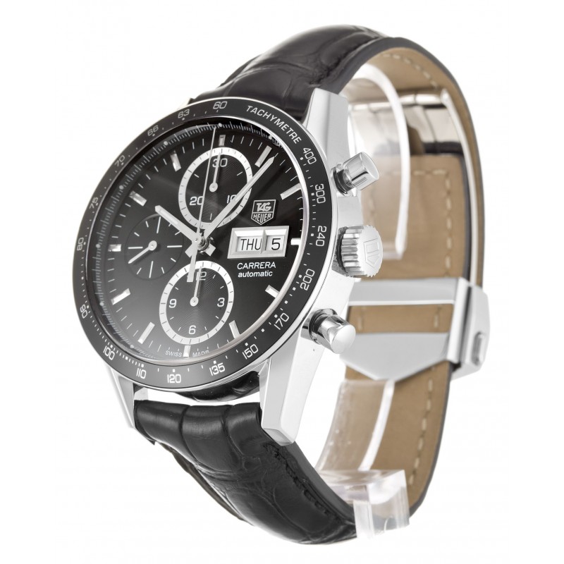 Black Dials Tag Heuer Carrera CV201AG.FC6266 Replica Watches With 41 MM Steel Cases For Men