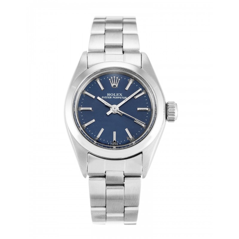 Blue Dials Rolex Oyster Perpetual 6718 Replica Watches With 26 MM Steel Cases