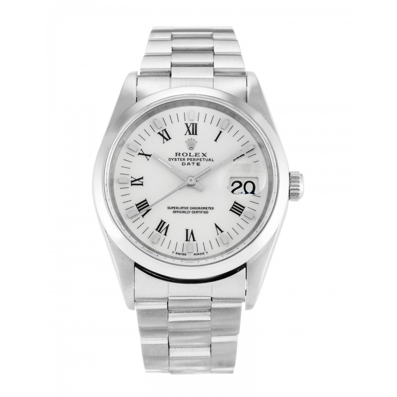 White Dials Rolex Oyster Perpetual Date 15200 Replica Watches With 34 MM Steel Cases For Sale