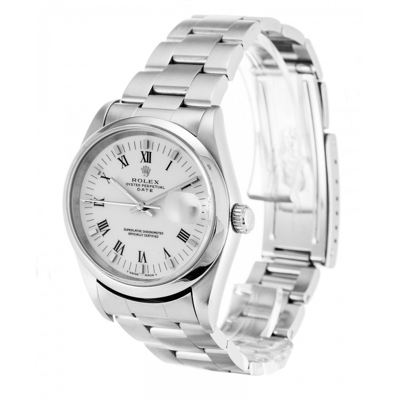 White Dials Rolex Oyster Perpetual Date 15200 Replica Watches With 34 MM Steel Cases For Sale