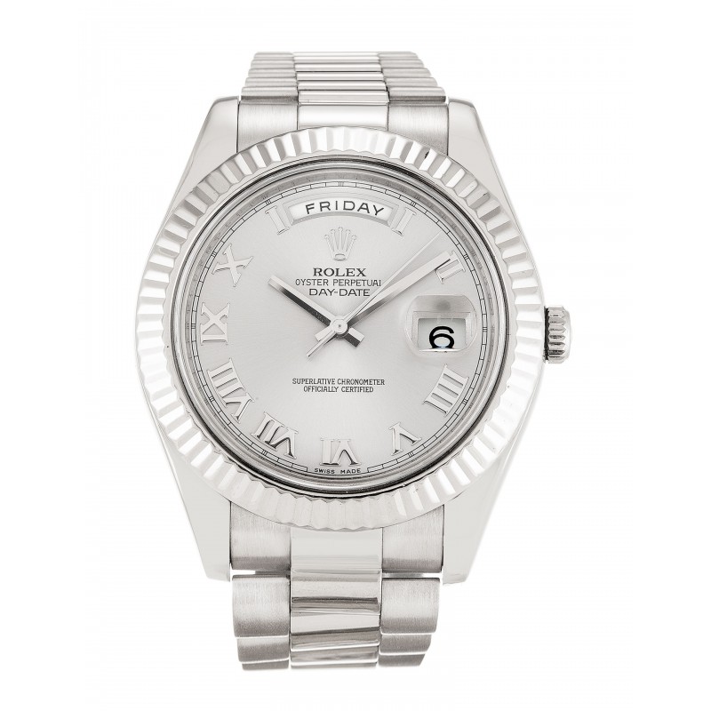 Silver Dials Rolex Day-Date II 218239 Replica Watches With 41 MM White Gold Cases For Men