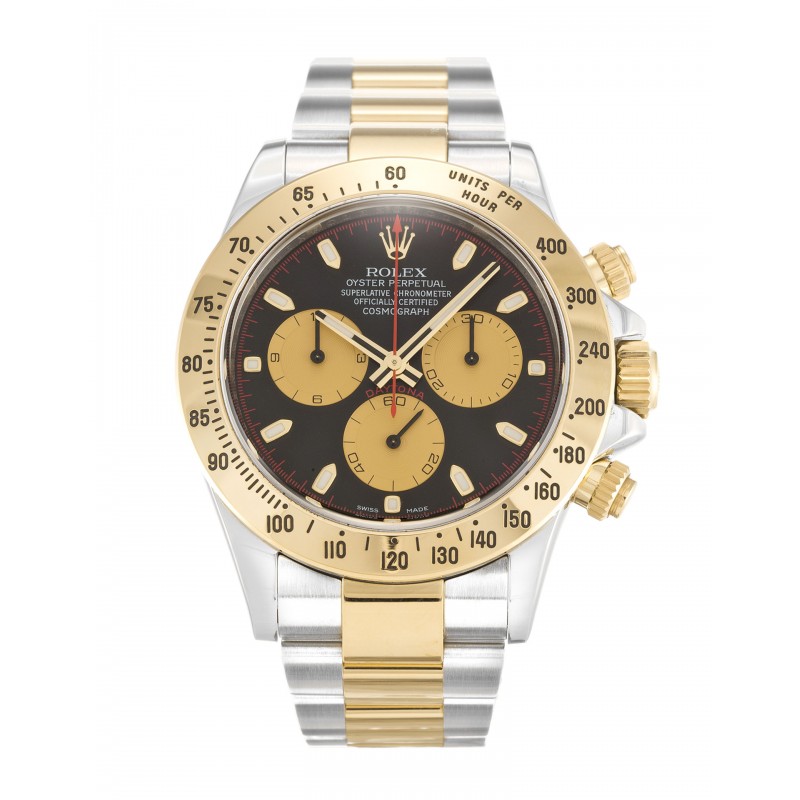 40 MM Black Dials Rolex Daytona 116523 Replica Watches With Steel & Gold Cases For Men