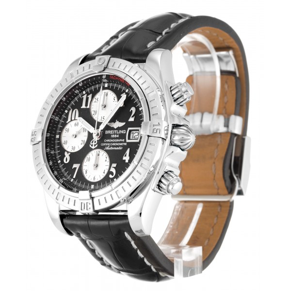 Black Dials Breitling Chronomat Evolution A13356 Replica Watches With 43.7 MM Steel Cases For Men