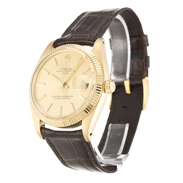 Champagne Dials Rolex Oyster Perpetual Date 1503 Fake Watches With 33 MM Gold Cases Online
