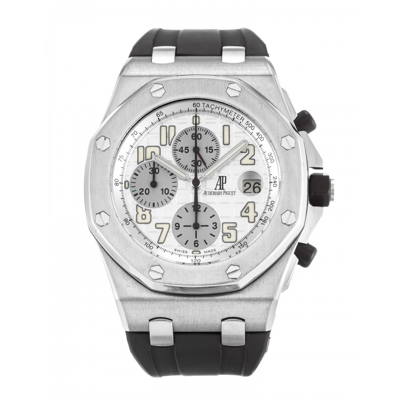 42 MM White Dials Audemars Piguet Royal Oak Offshore 26020ST.OO.D001IN.02. Men Replica Watches With Steel Cases