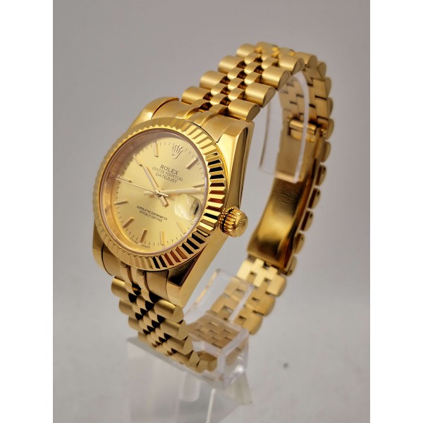 Champagne Dials Rolex Datejust 6827 Replica Watches With 30 MM Gold Cases For Sale