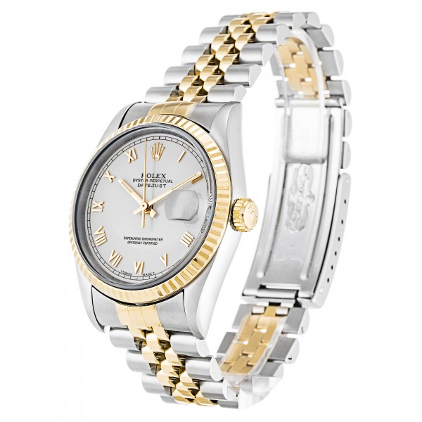 White Dials Rolex Datejust 16233 Fake Watches With 36 MM Steel & Gold Cases For Sale