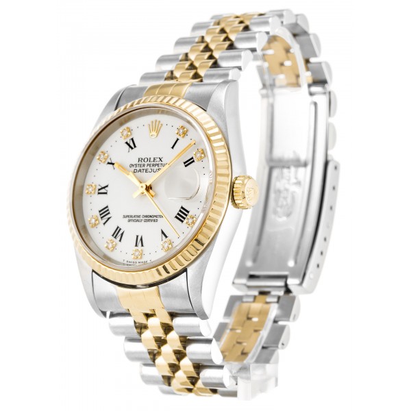 White Dials Rolex Datejust 16233 Replica Watches With 36 MM Steel & Gold Cases For Men