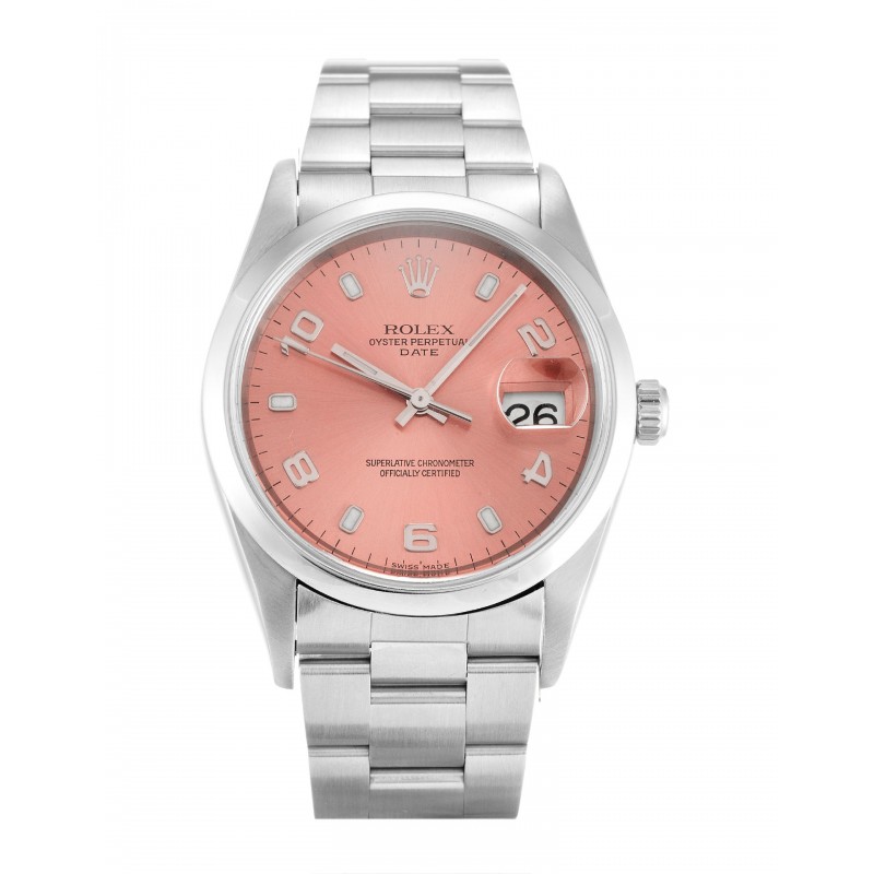 Salmon Dials Rolex Oyster Perpetual Date 15200 Replica Watches WIth 34 MM Steel Cases For Sale