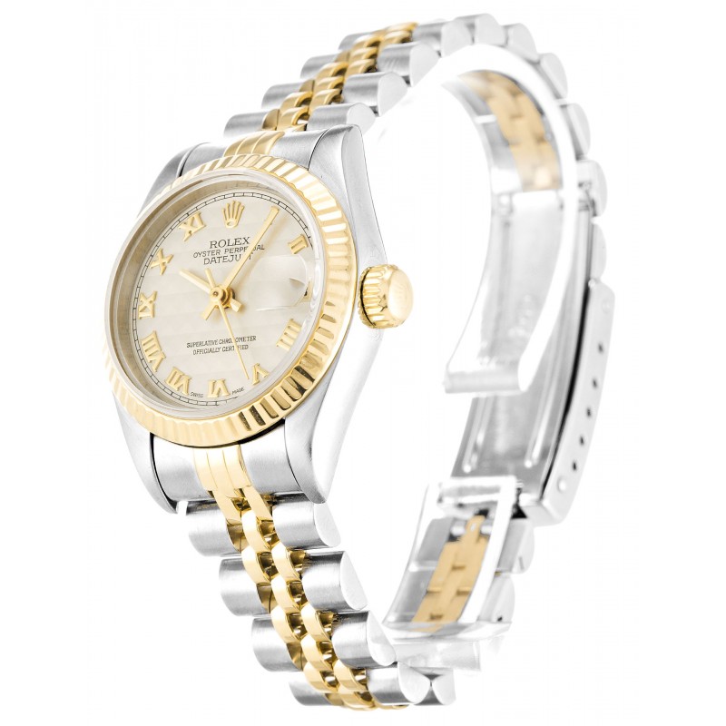 Ivory Dials Rolex Datejust Lady 69173 Replica Watches With 26 MM Steel & Gold Cases For Women