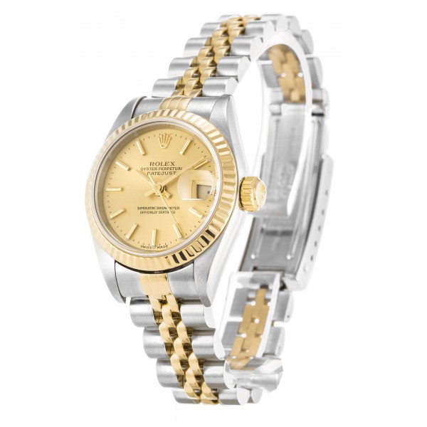 26 MM Champagne Dials Rolex Datejust 79173 Fake Watches With Steel & Gold Cases For Women