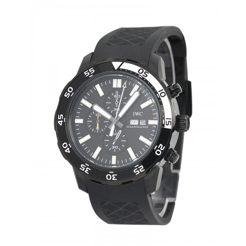 Black Dials IWC Aquatimer IW376705 Replica Watches With 44 MM Black PVD Steel Cases For Men