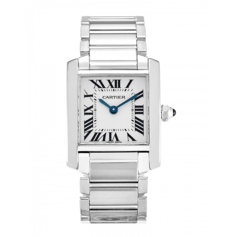 25 MM Silver Dials Cartier Tank Francaise W50012S3 Replica Watches With White Gold Cases For Sale