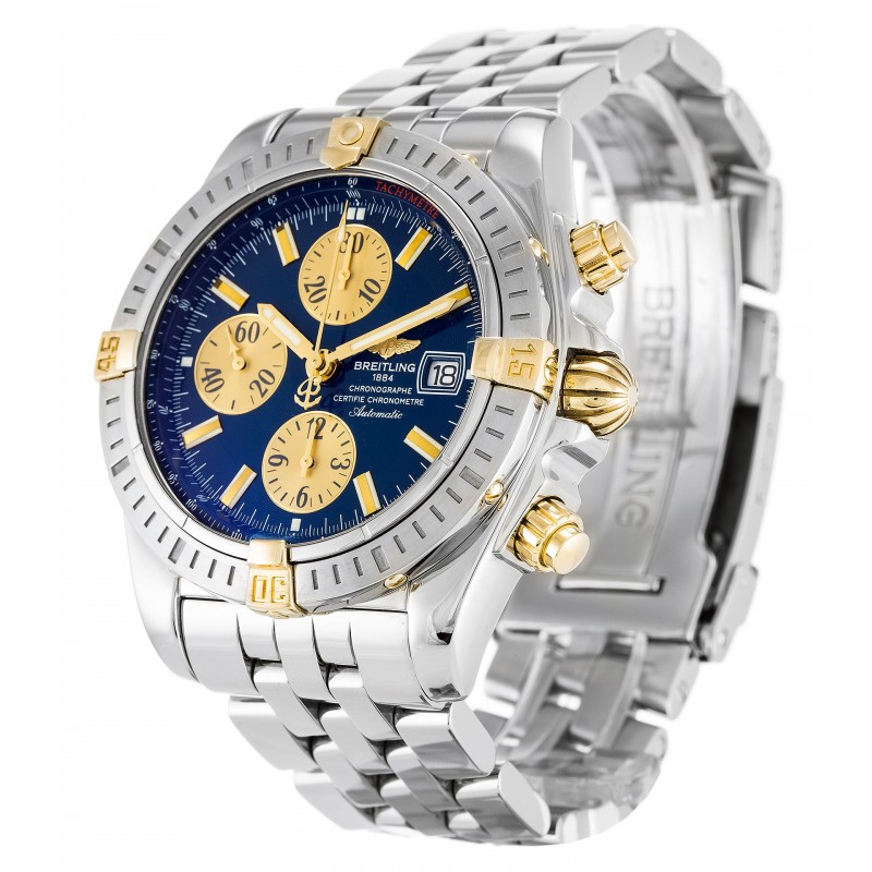 43.7 MM Blue Dials Breitling Chronomat Evolution B13356 Replica Watches With Steel & Gold Cases For Men