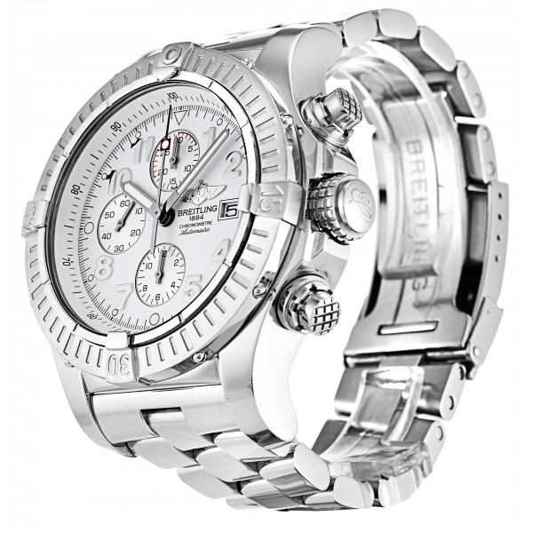 White Dials Breitling Super Avenger A13370 Replica Watches With 48.4 MM Steel Cases For Men