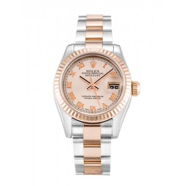 26 MM Rose Dials Rolex Datejust Lady 179171 Replica Watches With Steel & Rose Gold Cases For Women