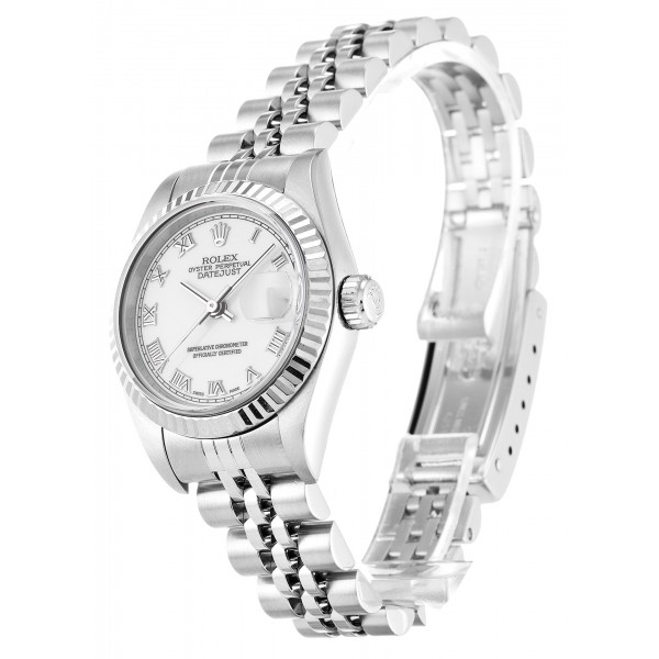 25 MM White Dials Rolex Datejust Lady 79174 Replica Watches With 25 MM Steel Cases For Women