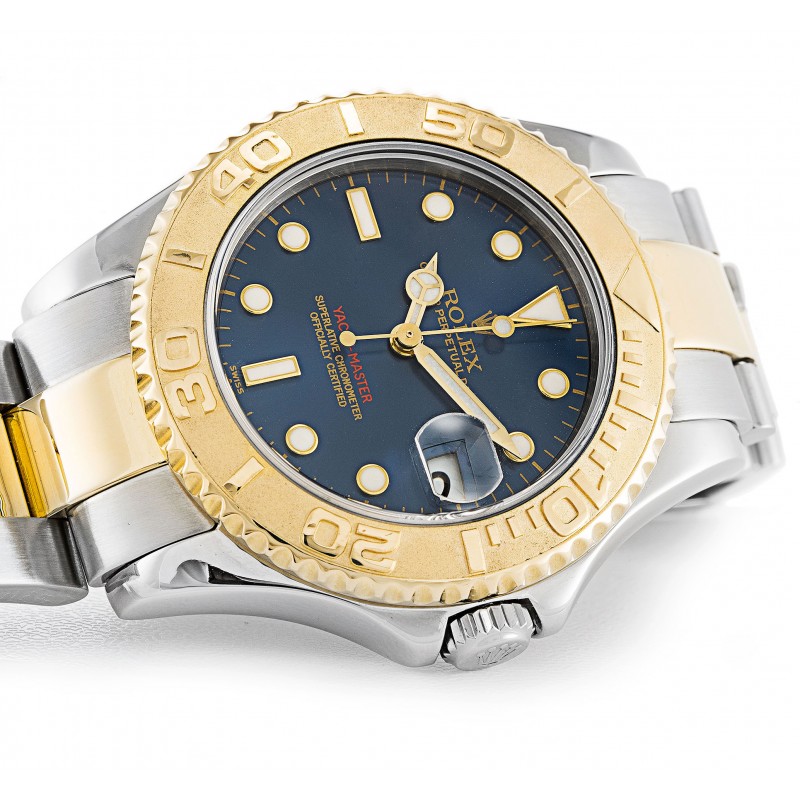 35 MM Blue Dials Rolex Yacht-Master 168623 Replica Watches With Steel & Gold Cases Online