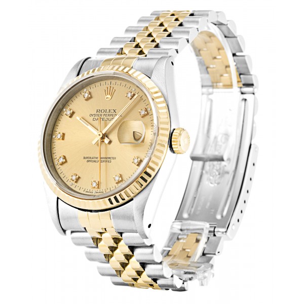 Champagne Dials Rolex Datejust 16233 Fake Watches With 36 MM Steel & Gold Cases For Men