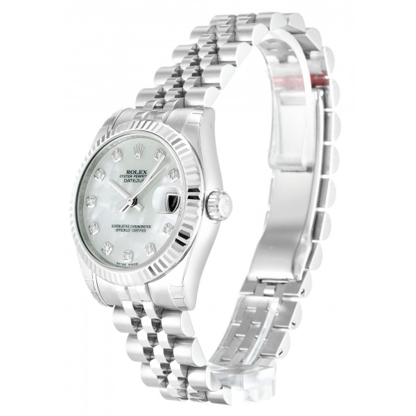 31 MM White Mother-Of-Pearl Dials Rolex Datejust 178274 Replica Watches With Steel Cases For Women