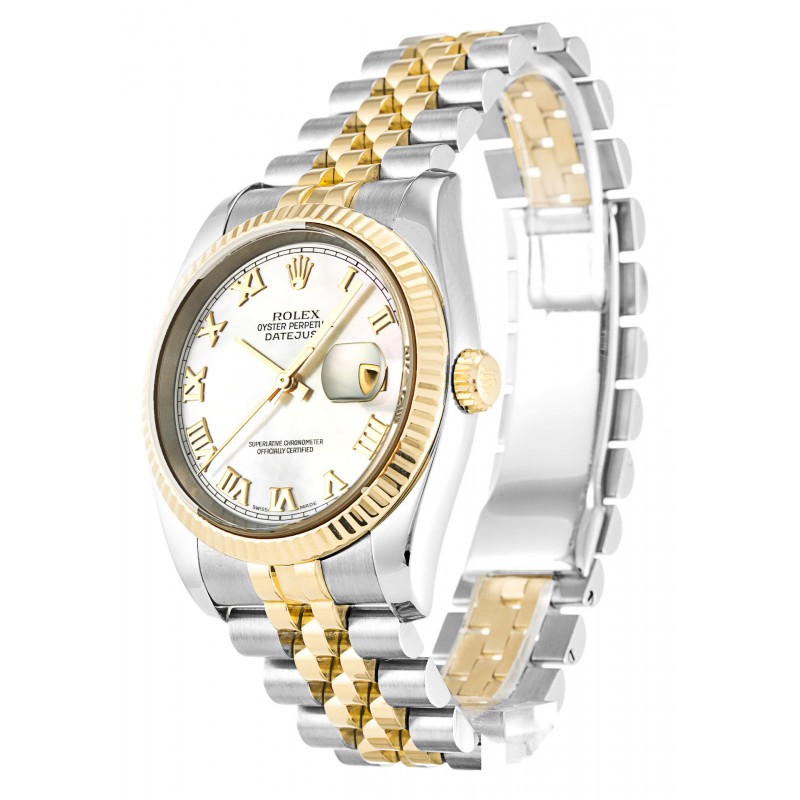 White Mother-Of-Pearl Dials Rolex Datejust 116233 Replica Watches With 36 MM Steel & Gold Cases