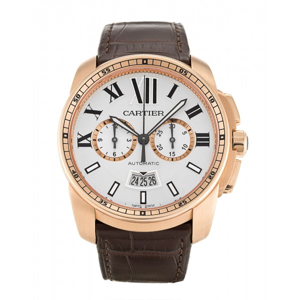 Silver Dials Cartier Calibre de Cartier W7100044 Replica Watches With 42 MM Rose Gold Cases