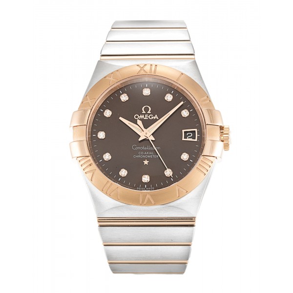 Brown Dials Omega Constellation Chronometer 123.20.35.20.63.001 Replica Watches With 35 MM Steel & Rose Gold Cases
