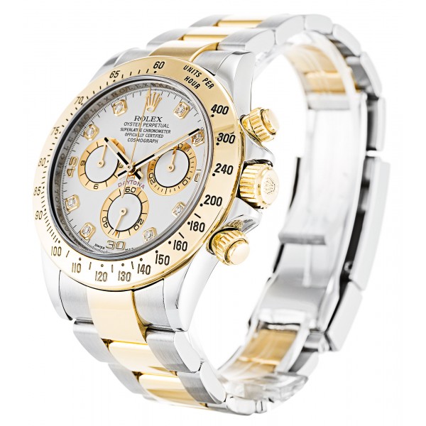 40 MM White Dials Rolex Daytona 116523 Replica Watches With Steel & Gold Cases For Men