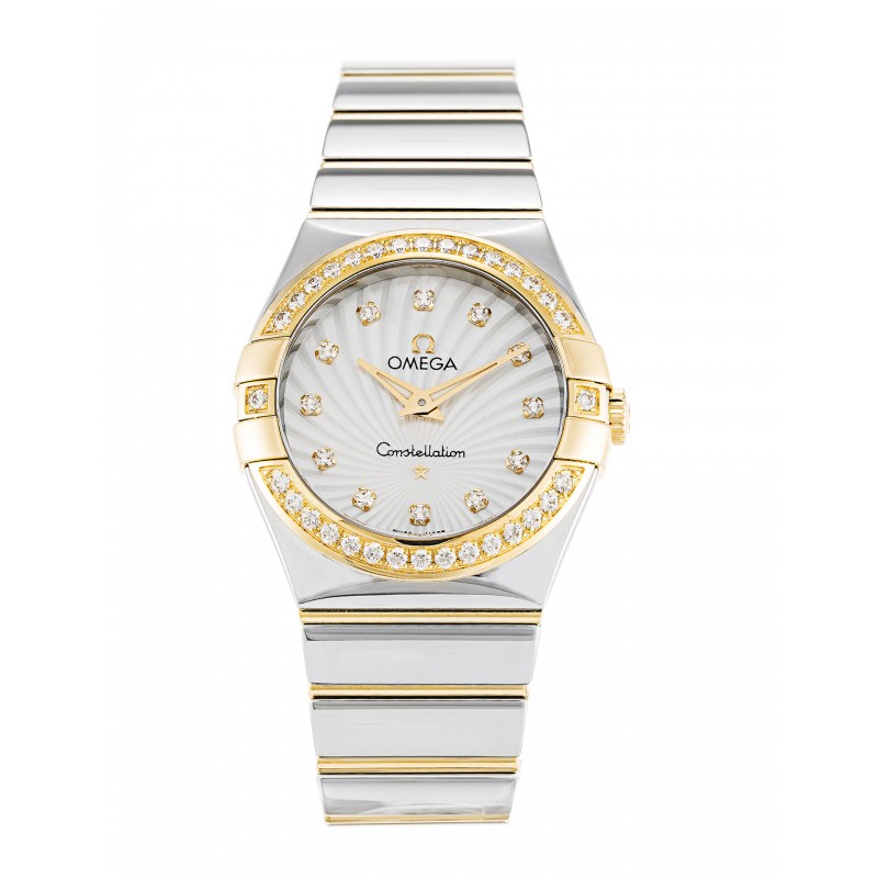 White Mother-Of-Pearl Dials Omega Constellation Ladies 123.25.27.60.55.008 Fake Watches With 27 MM Steel & Gold Cases For Women