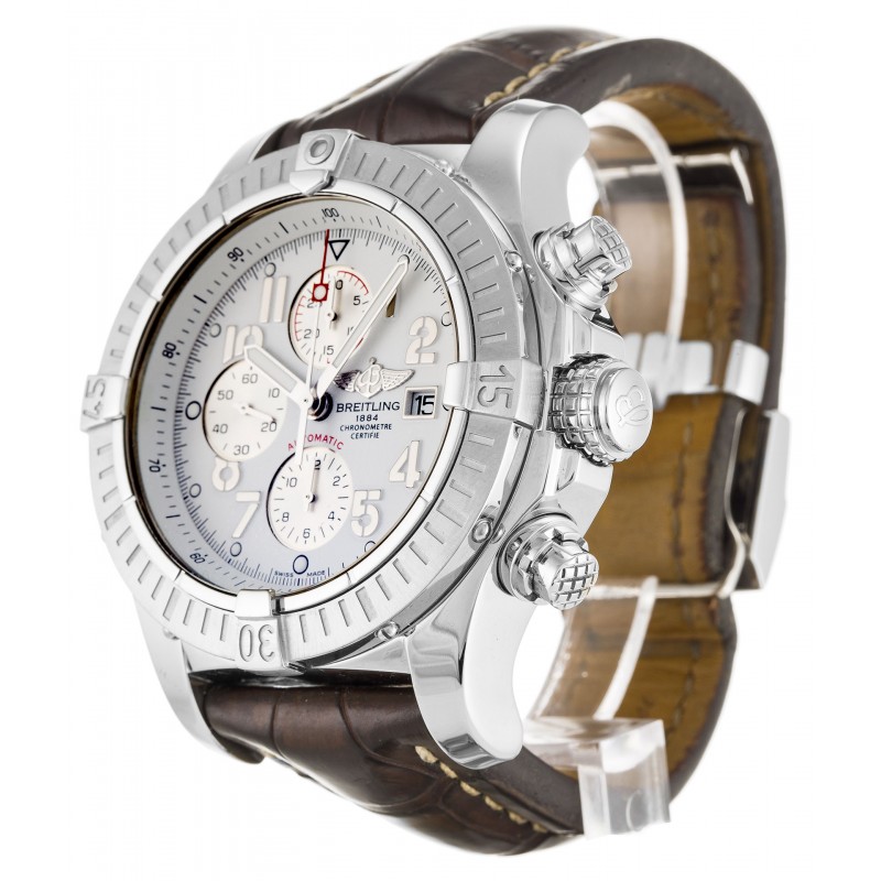 White Dials Breitling Super Avenger A13370 Replica Watches With 48.4 MM Steel Cases For Men