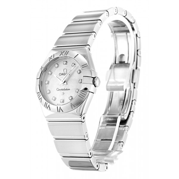 24 MM White Mother-Of-Pearl Dials Omega Constellation Mini 123.10.24.60.55.002 Replica Watches With Steel Cases For Women