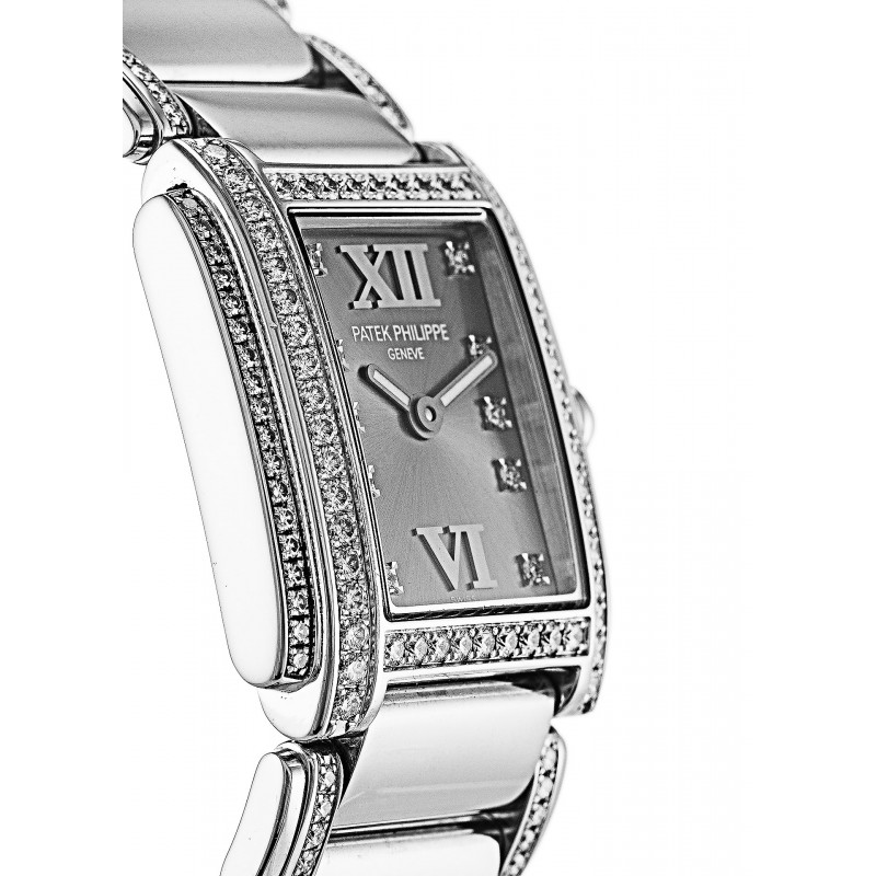 22.8 MM Grey Dials Patek Philippe Twenty-4 4908/310G Replica Watches With White Gold Cases For Women