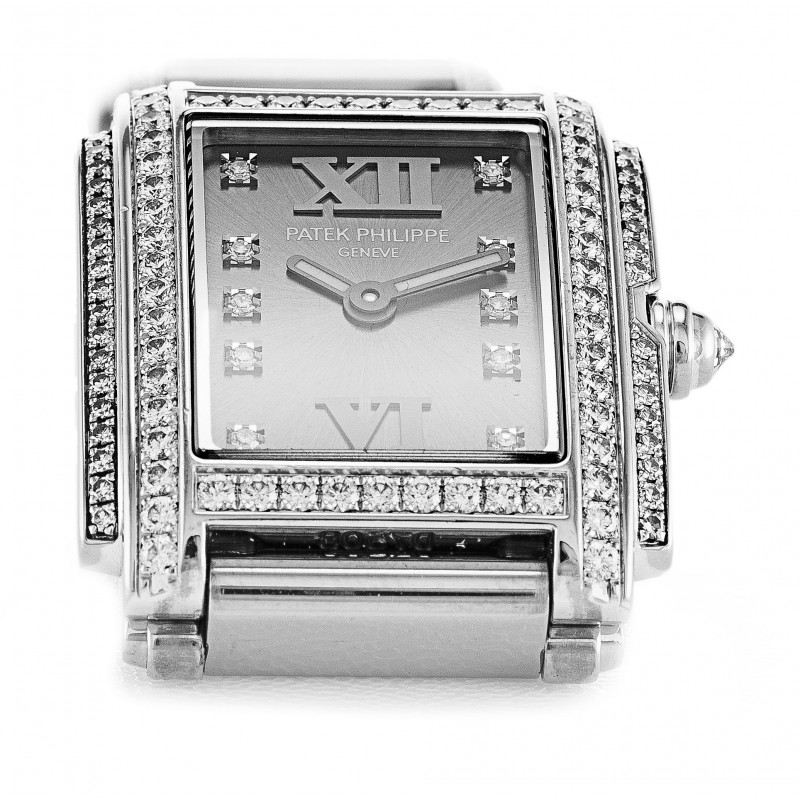 22.8 MM Grey Dials Patek Philippe Twenty-4 4908/310G Replica Watches With White Gold Cases For Women