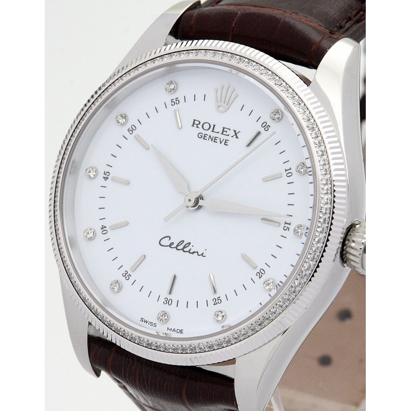 40 MM White Dials Rolex Cellini 4233/8 Replica Watches With Steel & White Gold Cases For Men