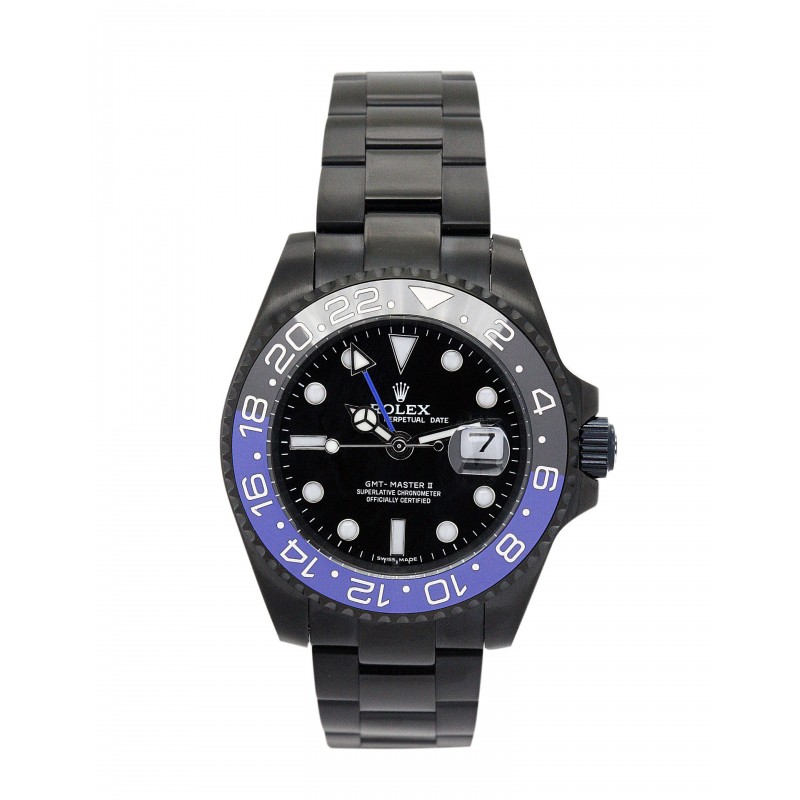 Black Dials Rolex GMT Master 16730 Replica Watches With Black Steel Cases For Men