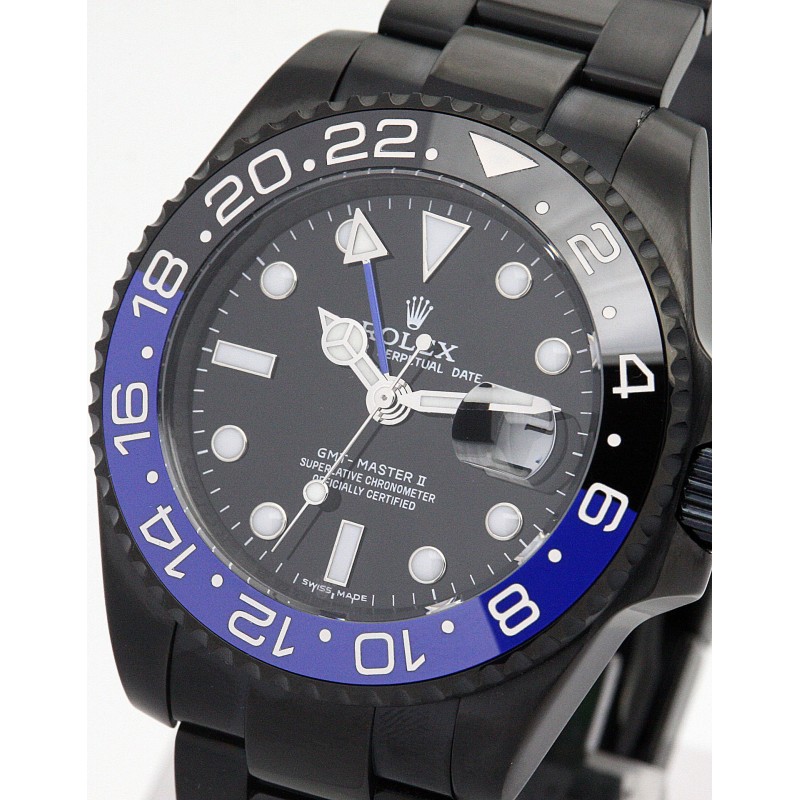 Black Dials Rolex GMT Master 16730 Replica Watches With Black Steel Cases For Men