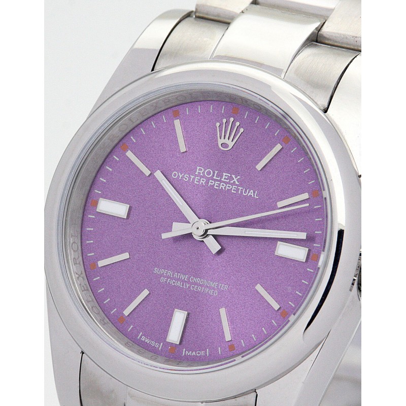 Purple Dials Rolex Oyster Perpetual 177200 Women Replica Watches With Steel Cases 