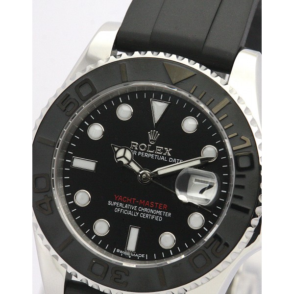 35 MM Black Dials Rolex Yacht-Master Replica Watches With Steel Cases For Sale