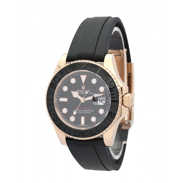 40 MM Black Dials Rolex Yacht-Master Men Replica Watches With Rose Gold & Steel Cases