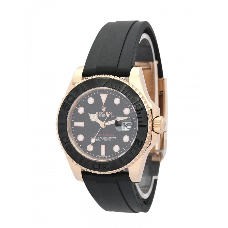 40 MM Black Dials Rolex Yacht-Master Men Replica Watches With Rose Gold & Steel Cases