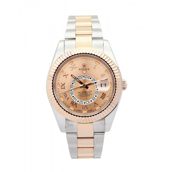 42 MM Champagne Dials Rolex Sky-Dweller 326938 Men Replica Watches With Rose Gold Cases For Men