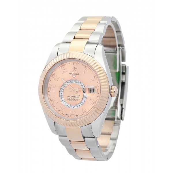 42 MM Champagne Dials Rolex Sky-Dweller 326938 Men Replica Watches With Rose Gold Cases For Men