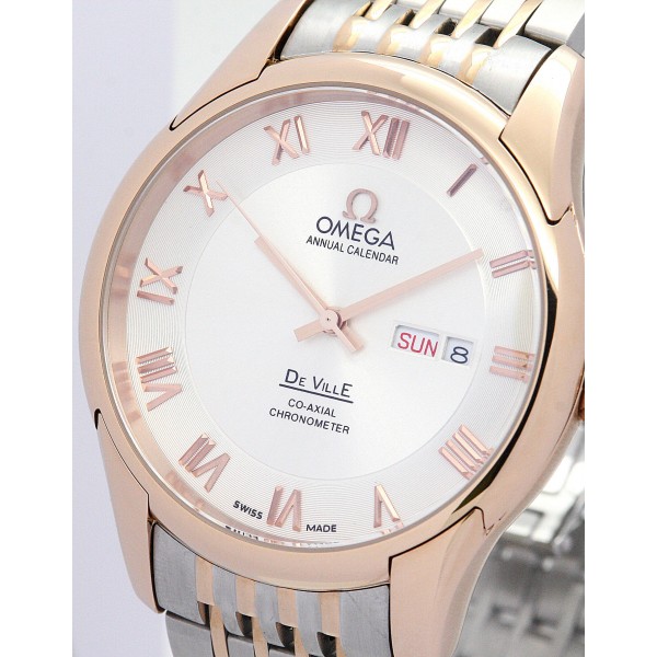 41 MM Silver Dials Omega De Ville Hour Vision Men Replica Watches With Rose Gold Cases