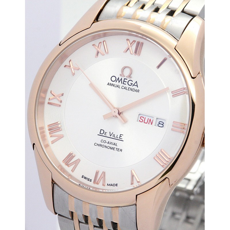 41 MM Silver Dials Omega De Ville Hour Vision Men Replica Watches With Rose Gold Cases