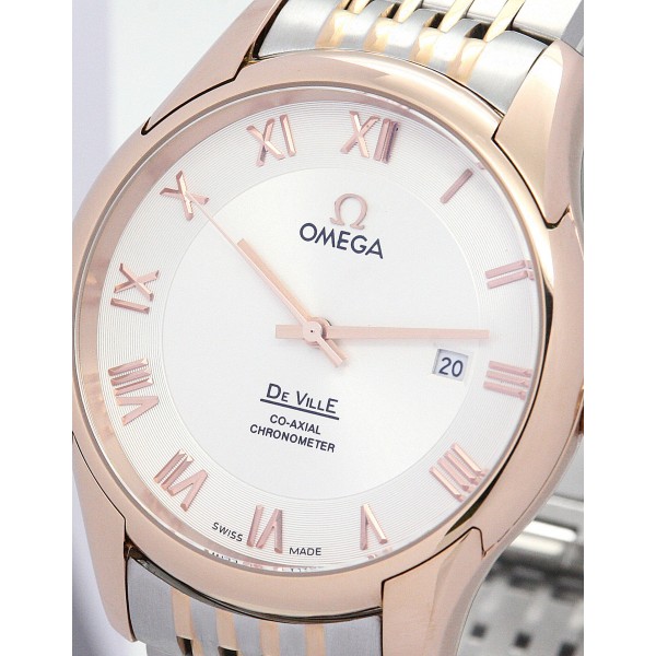 41 MM Silver Dials Omega De Ville Hour Vision Men Replica Watches With Rose Gold Cases